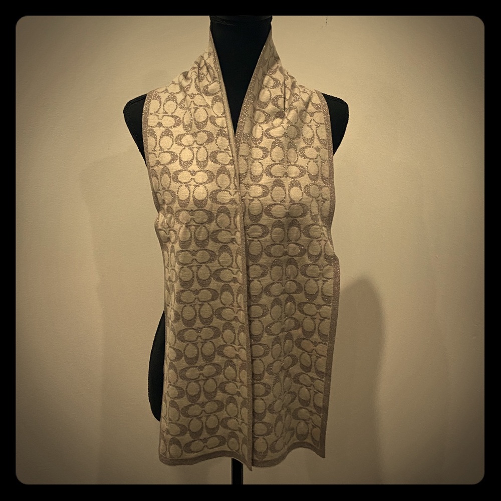Coach Reversible Signature Scarf, Beige/Gray